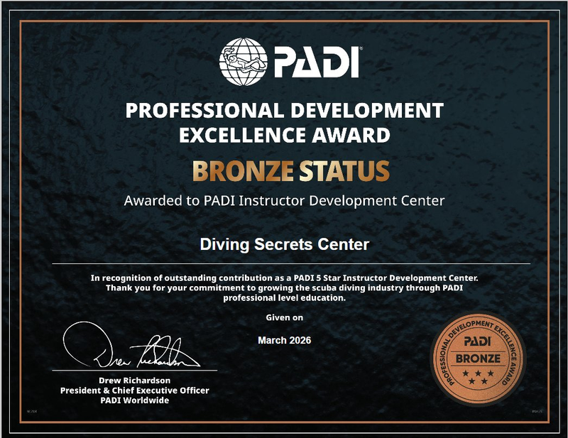 Diving Secrets Center Earns the Prestigious PADI Bronze Status — A New Milestone Rising from the Depths!